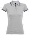 10578 Lds Pasadena SOL'S Ladies Pasadena Tipped Cotton Piqué Polo Shirt Heather Grey / Navy colour image